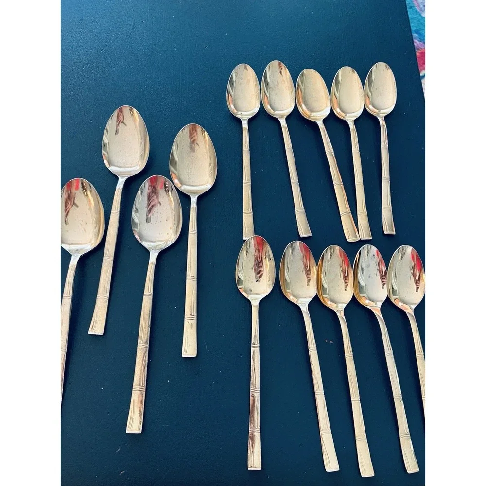 Lifetime Cutlery IC Stainless‎ Japan Bamboo Gold Electroplated Flatware 21 Piece